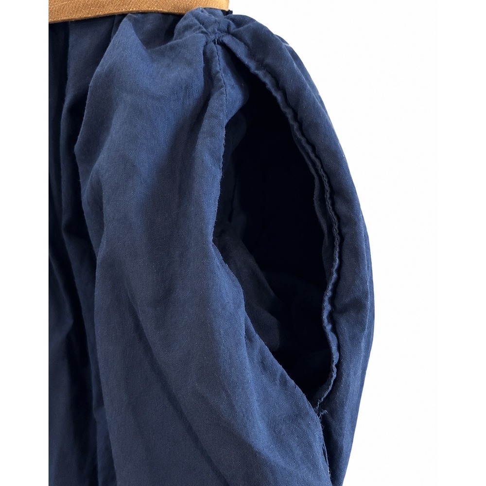 Xirena Midi Dress Wns Medium Navy Blue Excellent Cotton Ruffle Belted Long Slv - Picture 14 of 16